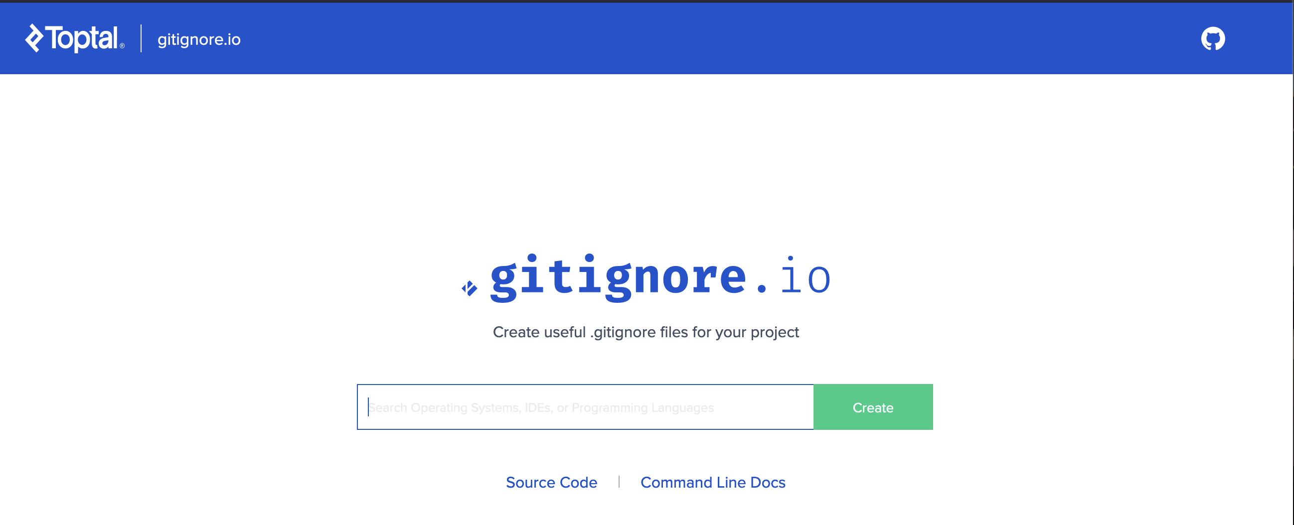 gitignore.io web interface